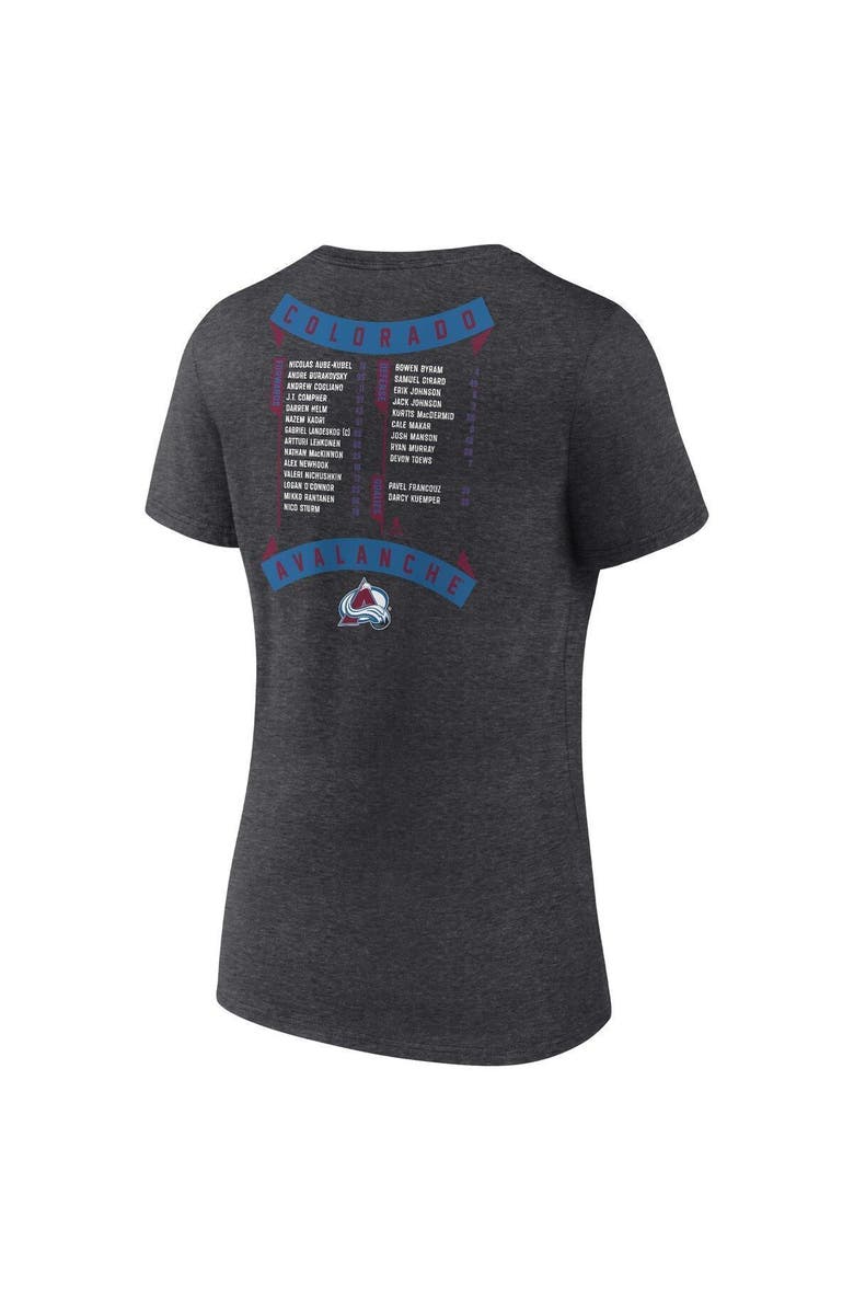 FANATICS Women's Fanatics Branded Heathered Charcoal Colorado Avalanche 2022 Stanley Cup Champions Roster V-Neck T-Shirt, Alternate, color,
