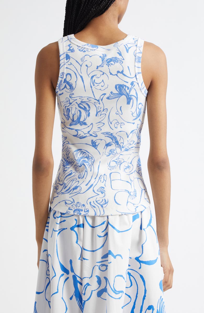 Marimekko Piiros Cactis Cotton Rib Tank, Alternate, color, Blue