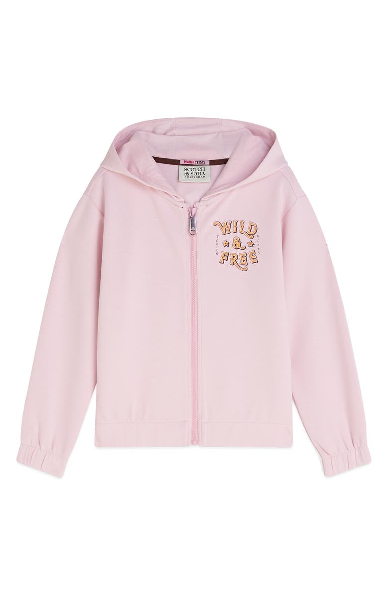 Scotch & Soda Kids' Wild & Free Graphic Zip-Up Hoodie, Main, color, Lilac Snow