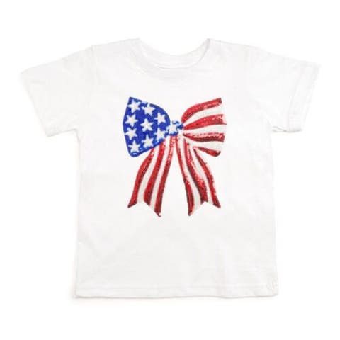 Patriotic Sequin Bow Patch Short Sleeve T-Shirt (Baby, Toddler, Little Kid & Big Kid)