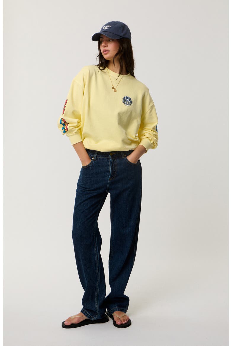 Heritage Graphic Oversized Sweatshirt, Alternate, color, SOFT YELLOW