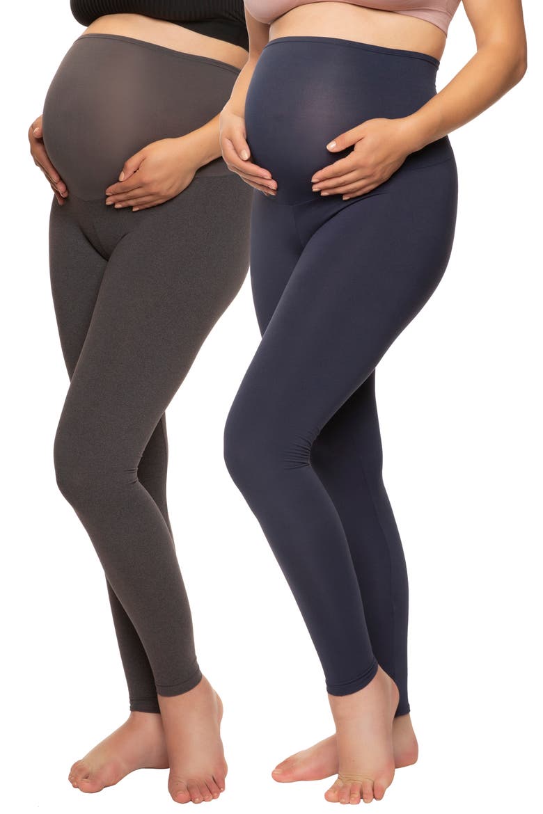 Velvety Soft Maternity Leggings 2 Pack, Alternate, color, CHARCOAL HEATHER/ NAVY