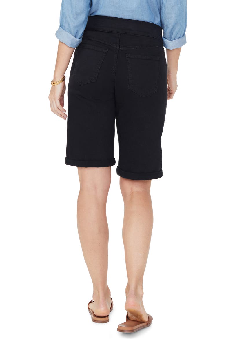 Roll Cuff Pull-On Denim Shorts, Alternate, color, BLACK