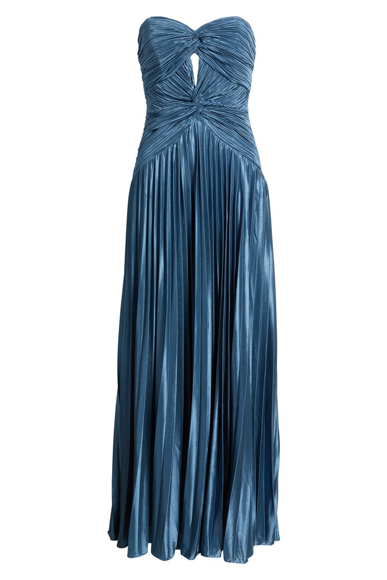 Florence Twist Front Strapless Dress, Alternate, color, SLATE