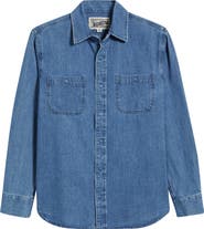Schott NYC Cotton Denim Button-Up Work Shirt