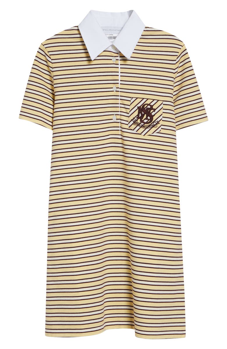 Stella McCartney Embroidered Crest Fancy Stripe Polo Dress, Main, color, 