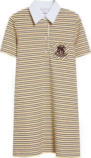 Stella McCartney Embroidered Crest Fancy Stripe Polo Dress