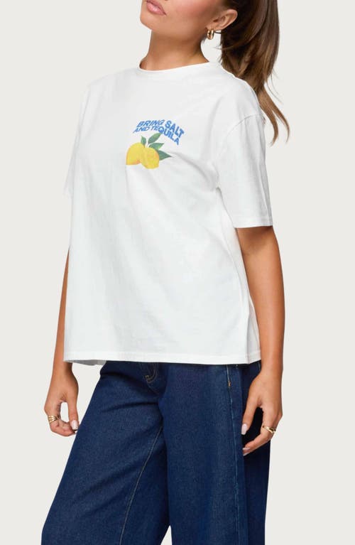Edikted Let's Make Margaritas Oversize Cotton Graphic T-shirt In Neutral