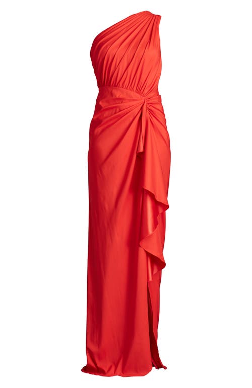 Tadashi Shoji One-shoulder Side Ruffle Gown