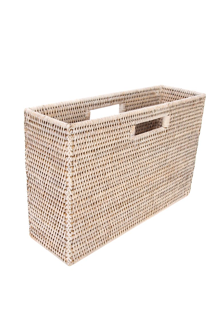 Artifacts Rattan Rectangular Magazine Holder, Main, color, White Wash