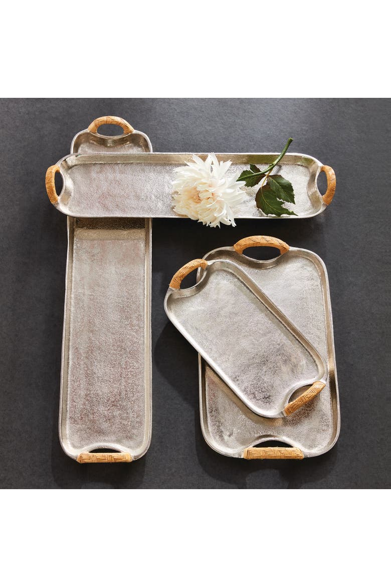 Helena Decorative Long Trays Set of 2, Alternate, color, Silver