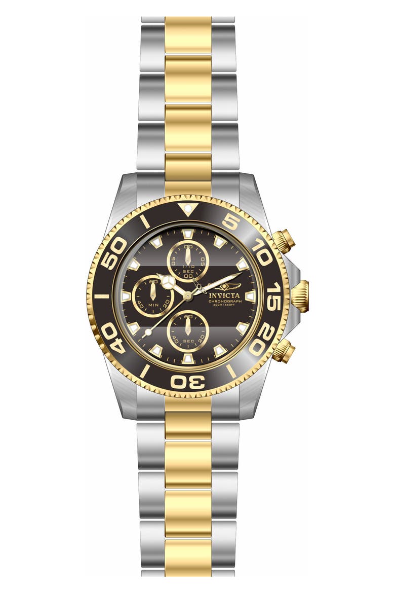 Pro Diver Chronograph Quartz Bracelet Watch, 43mm, Alternate, color, BLACK/ TWO TONE