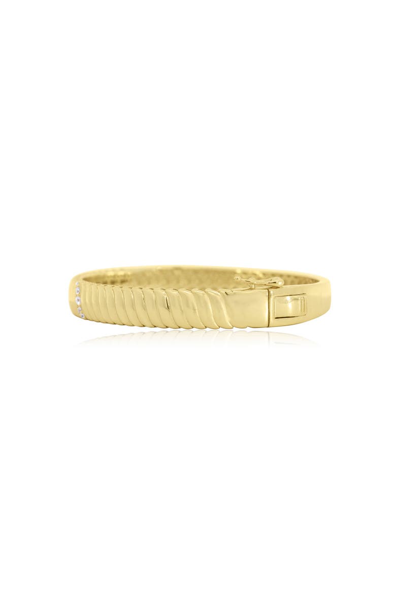 CZ Accent Wave Bangle, Alternate, color, Gold Plated Sterling Silver