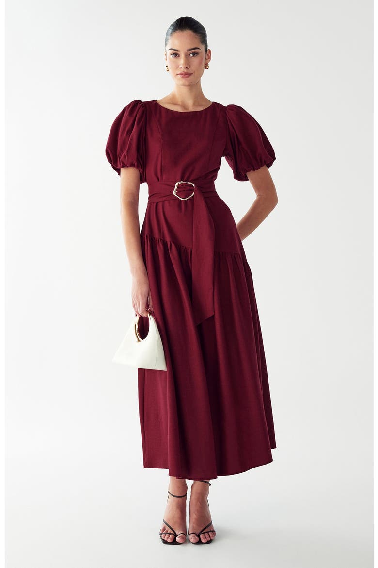 Elona Midi Dress, Main, color, Burgundy