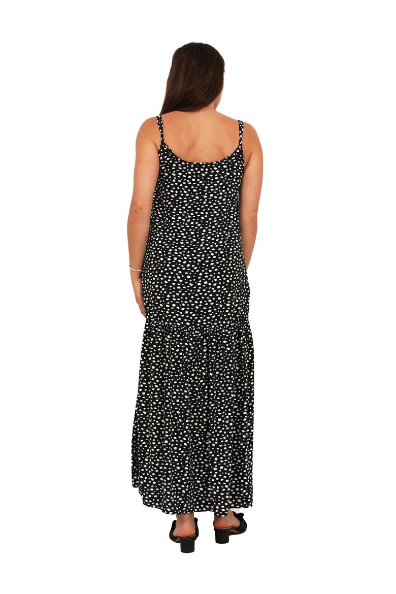 Womens Essential Dots Print Scoop Neck Spaghetti Strap Pocket A-Line Maxi Dress, Alternate, color, Black Multi