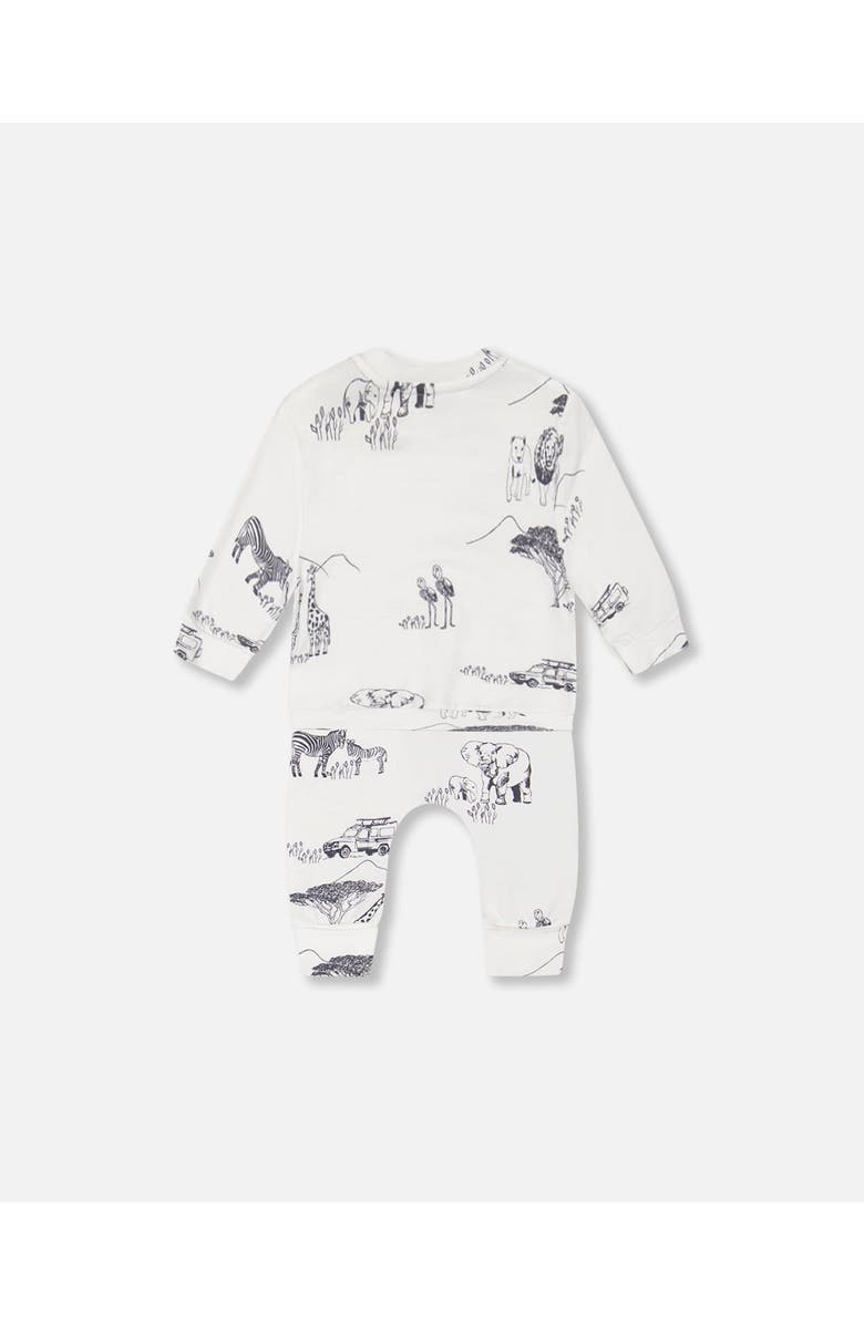 Deux par Deux Baby Boy's Organic Cotton Printed Top And Evolutive Pant Set White With Printed Jungle, Alternate, color,