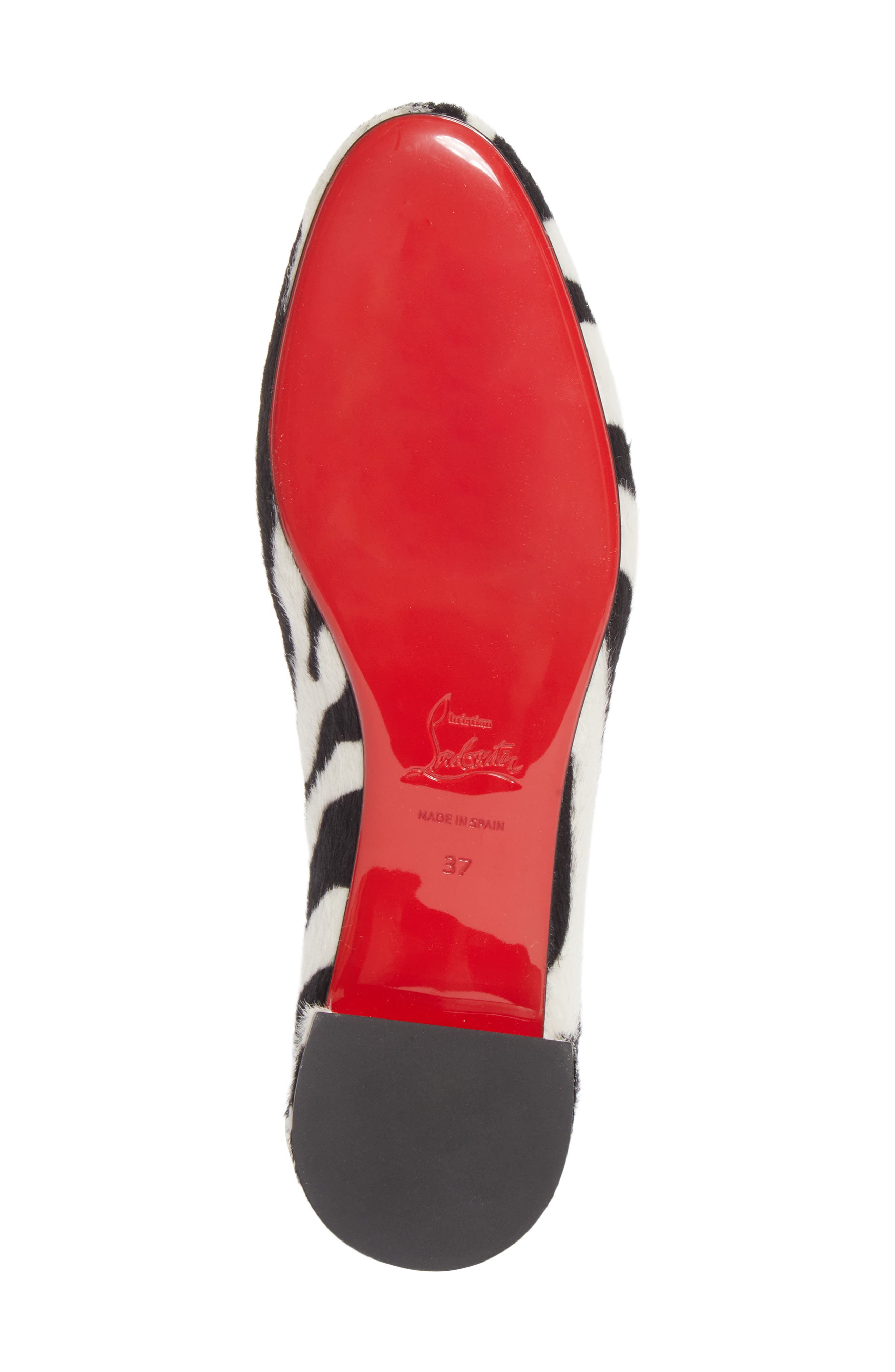 Sweetie Jane Genuine Calf Hair Flat, Alternate, color, 36C6 WHITE BLACK/ LIN BLACK