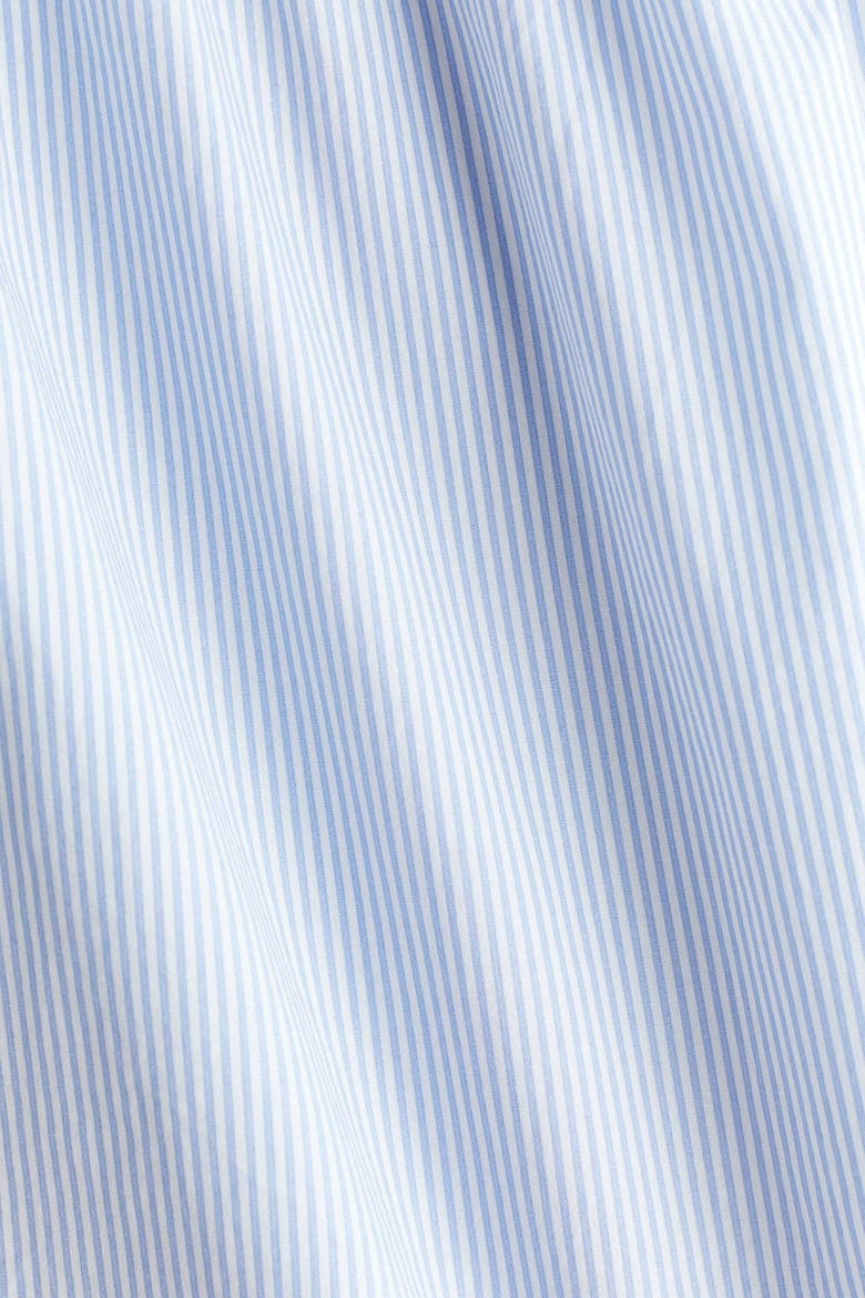 Puff-sleeved Cotton Dress, Alternate, color, Light blue/white striped