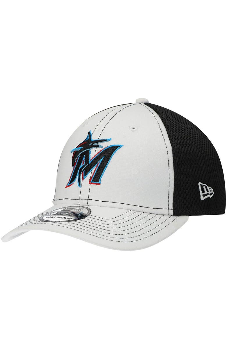 New Era Men's New Era White Miami Marlins Neo 39THIRTY Flex Hat, Main, color, 