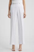 Anne Klein Button Tab Pull-On Linen Blend Wide Leg Pants