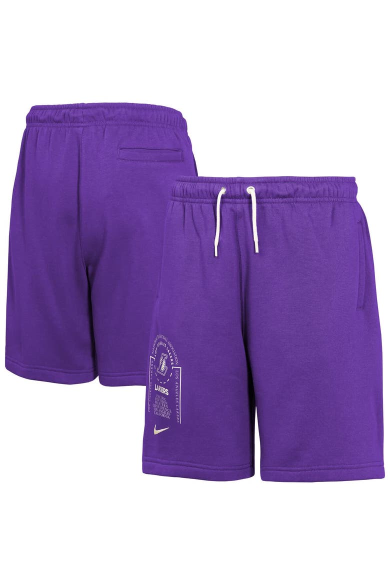 Youth Nike Purple Los Angeles Lakers Courtside Club Fleece Shorts, Main, color, Purple