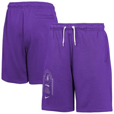 Youth Nike Purple Los Angeles Lakers Courtside Club Fleece Shorts