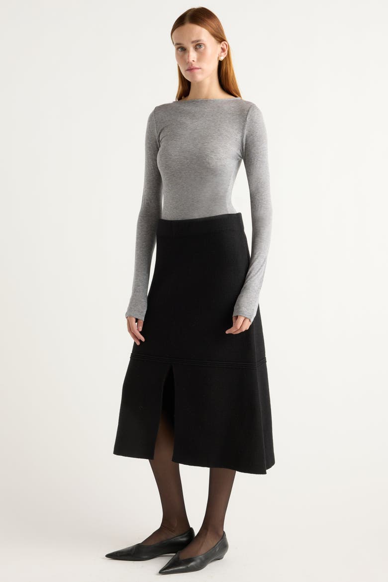 Lana Tencel-Wool Semi-Sheer Tee, Alternate, color, Heather Grey