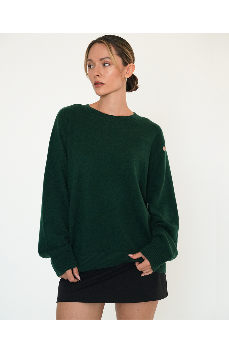 Rebody Active Beau Oversized Crewneck Cashmere Sweater, Main, color, Hunter Green