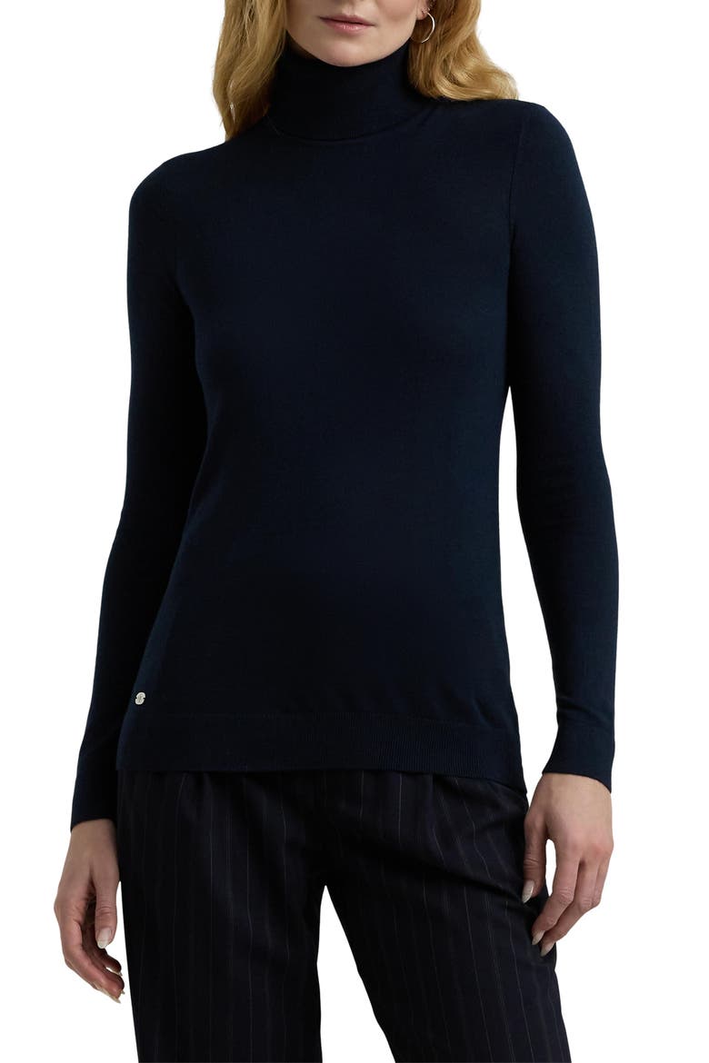 Slim Turtleneck Sweater, Main, color, LAUREN NAVY