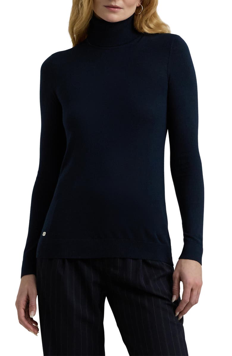 Lauren Ralph Lauren Slim Turtleneck Sweater, Main, color, Lauren Navy