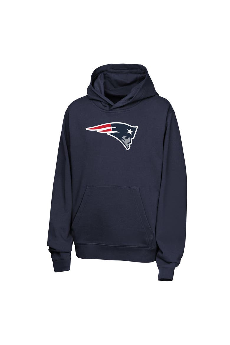 Youth Nike Drake Maye Navy New England Patriots Name & Number Club Fleece Hoodie, Alternate, color, Navy