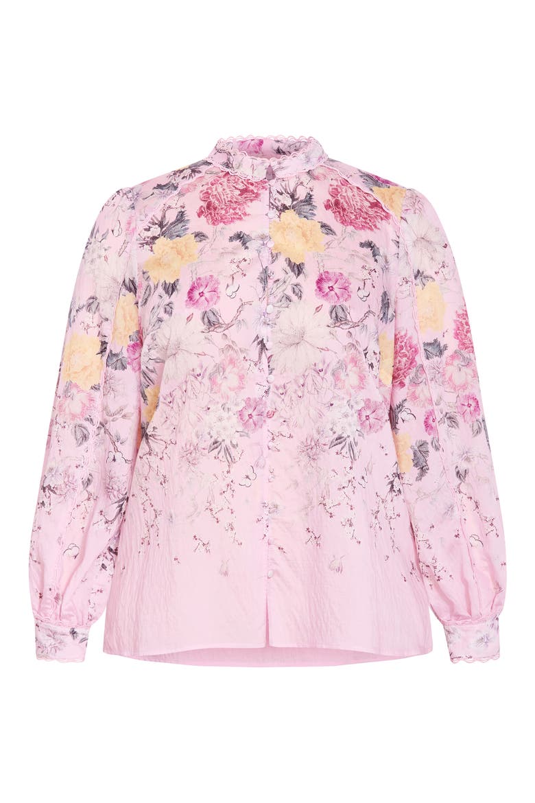 Gianna Floral Lace Trim Top, Alternate, color, PINK BOTANICAL