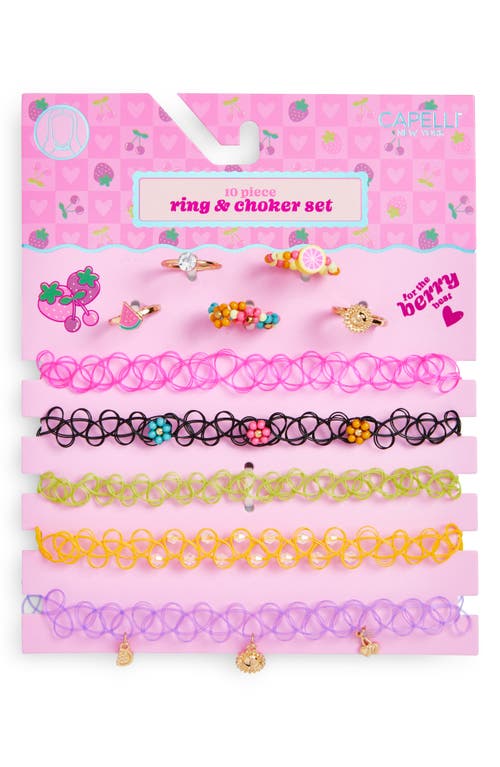 Capelli New York Kids' Assorted 10-pack Choker & Ring Set In Multi