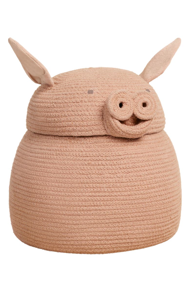 Lorena Canals Peggy the Pig Basket, Alternate, color, Rose