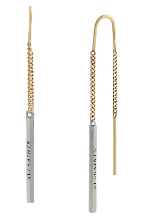 Mixed Metal Bar Threader Earrings