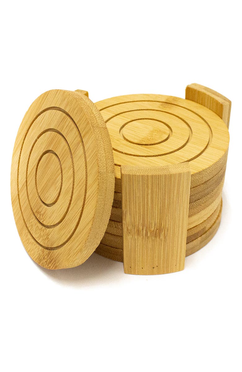 BergHOFF Bamboo Circle 7-Piece Coaster Set, Alternate, color, Natural