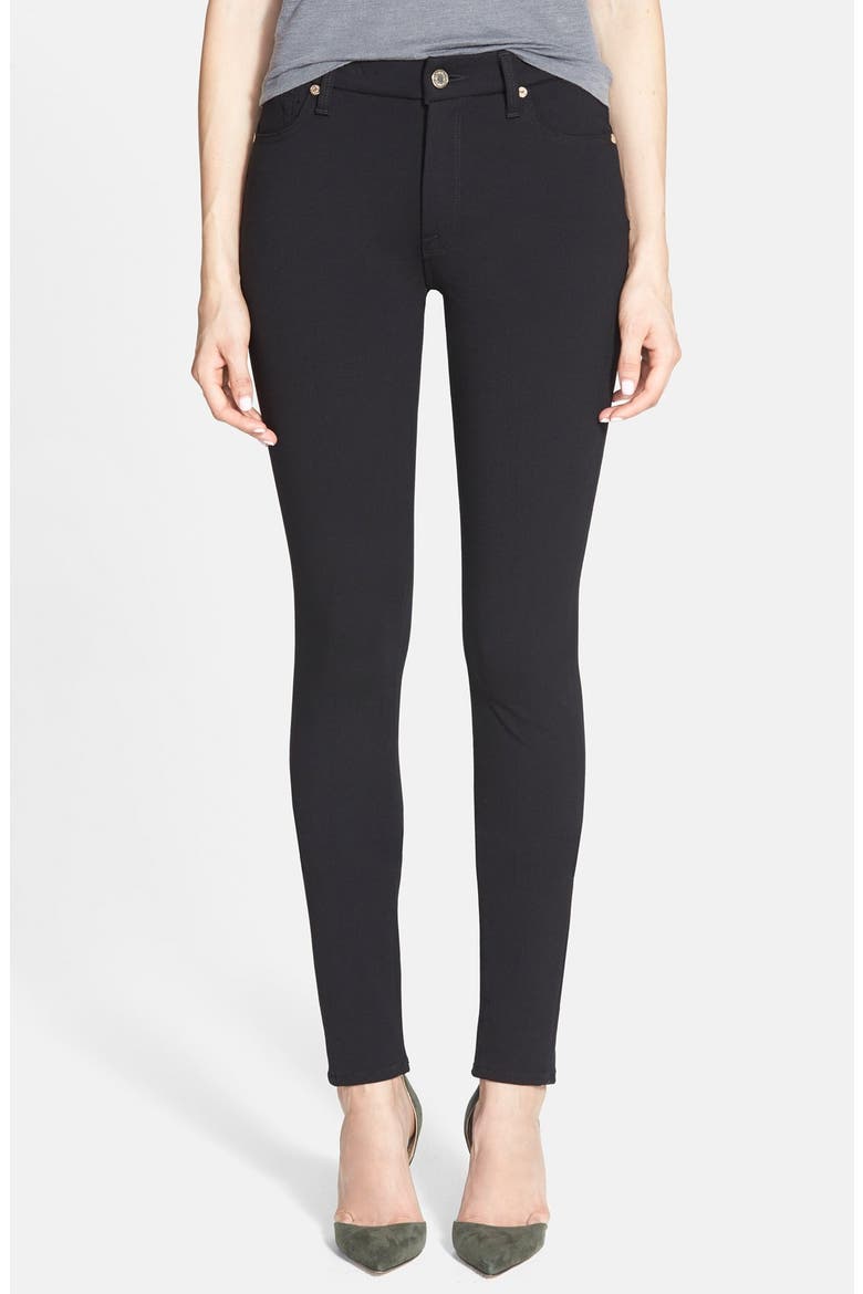 7 For All Mankind® Skinny Double Knit Pants, Main, color, BLACK