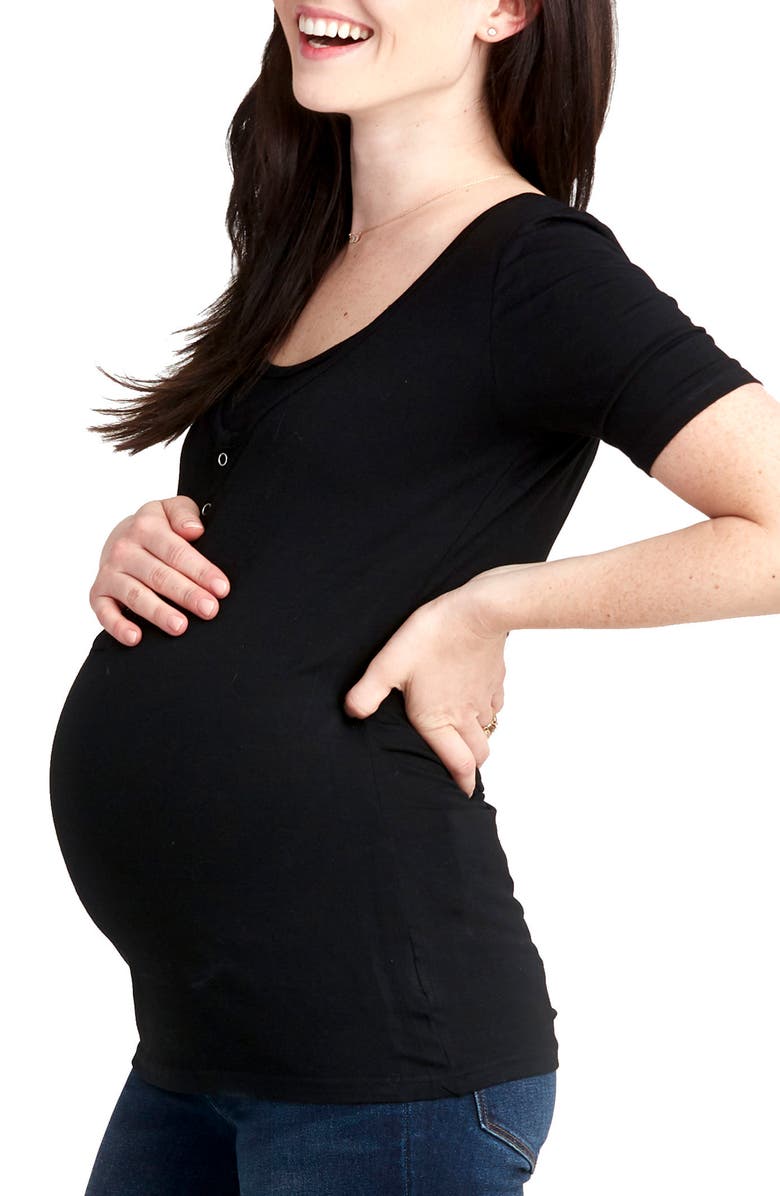 Nom Maternity Snap Placket Maternity/Nursing Tee, Alternate, color,