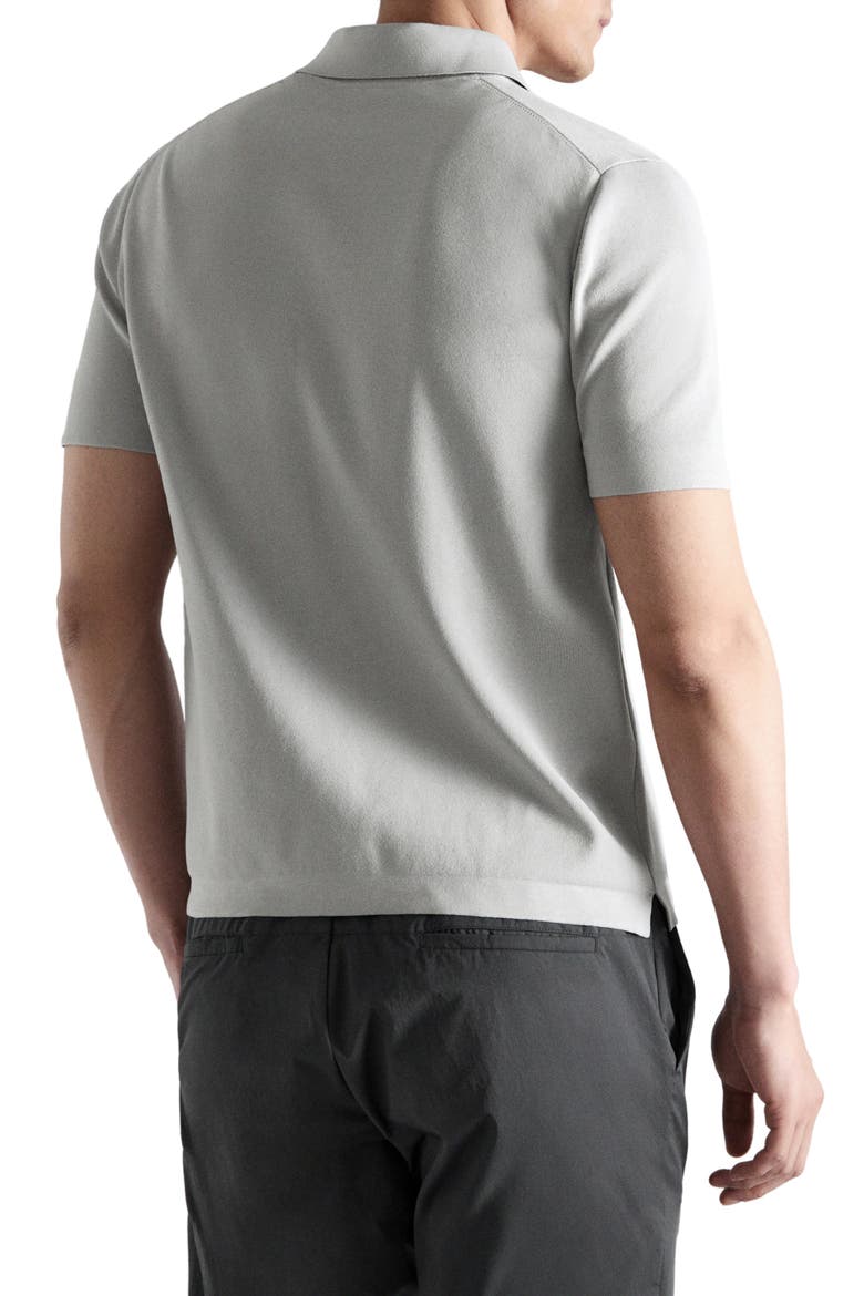 Zip Cotton Blend Polo, Alternate, color, ICE GREY