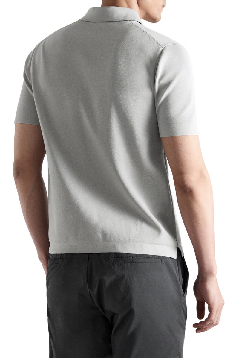 MANGO Zip Cotton Blend Polo, Alternate, color, Ice Grey