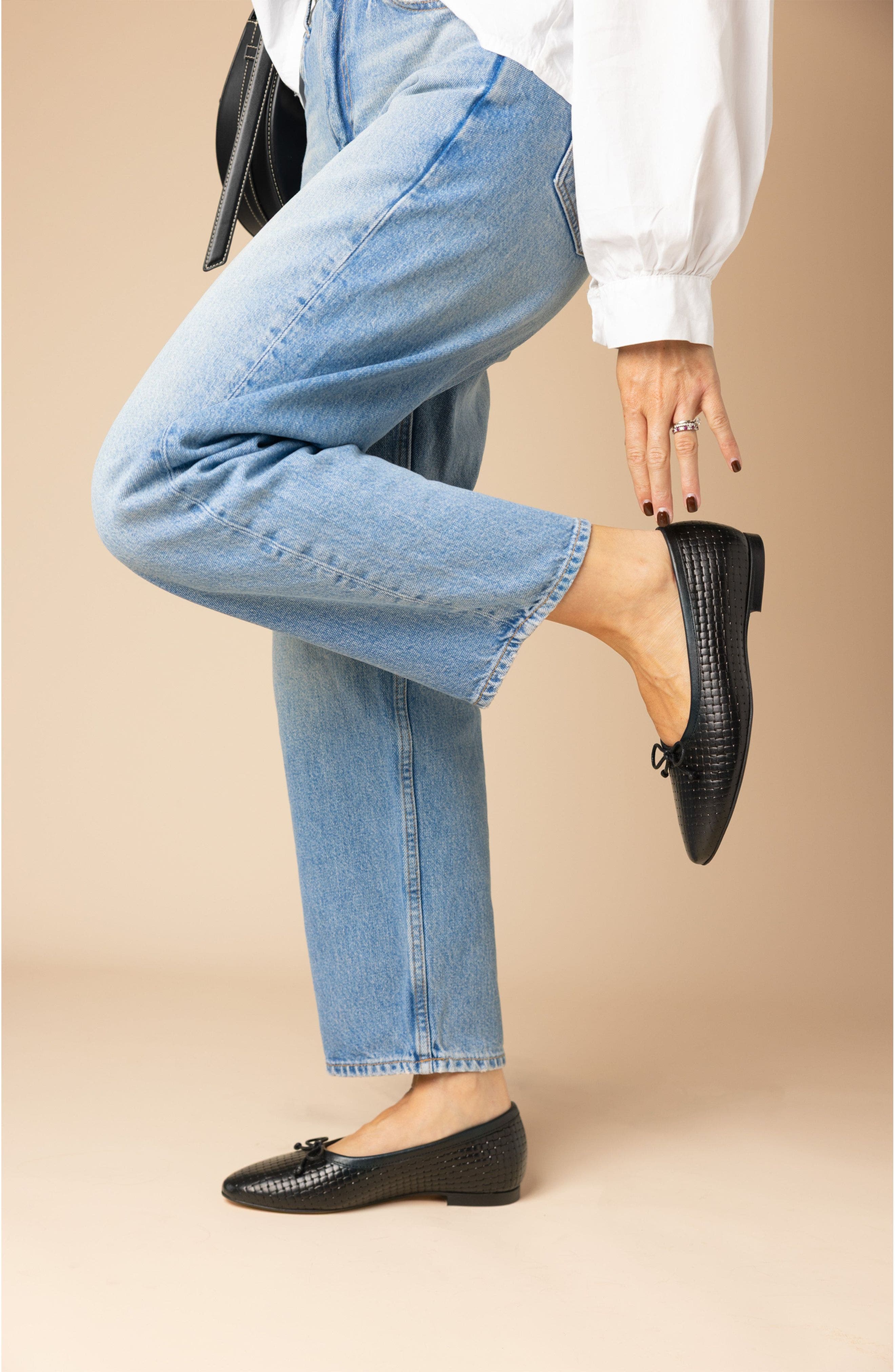 Menina Step Amelie Black Weave Ballet Flat, Alternate, color, Black