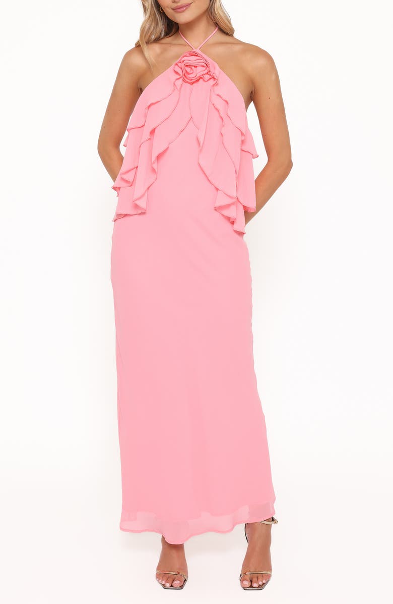 Petal & Pup Zorina Halter Maxi Dress, Main, color, Coral Pink