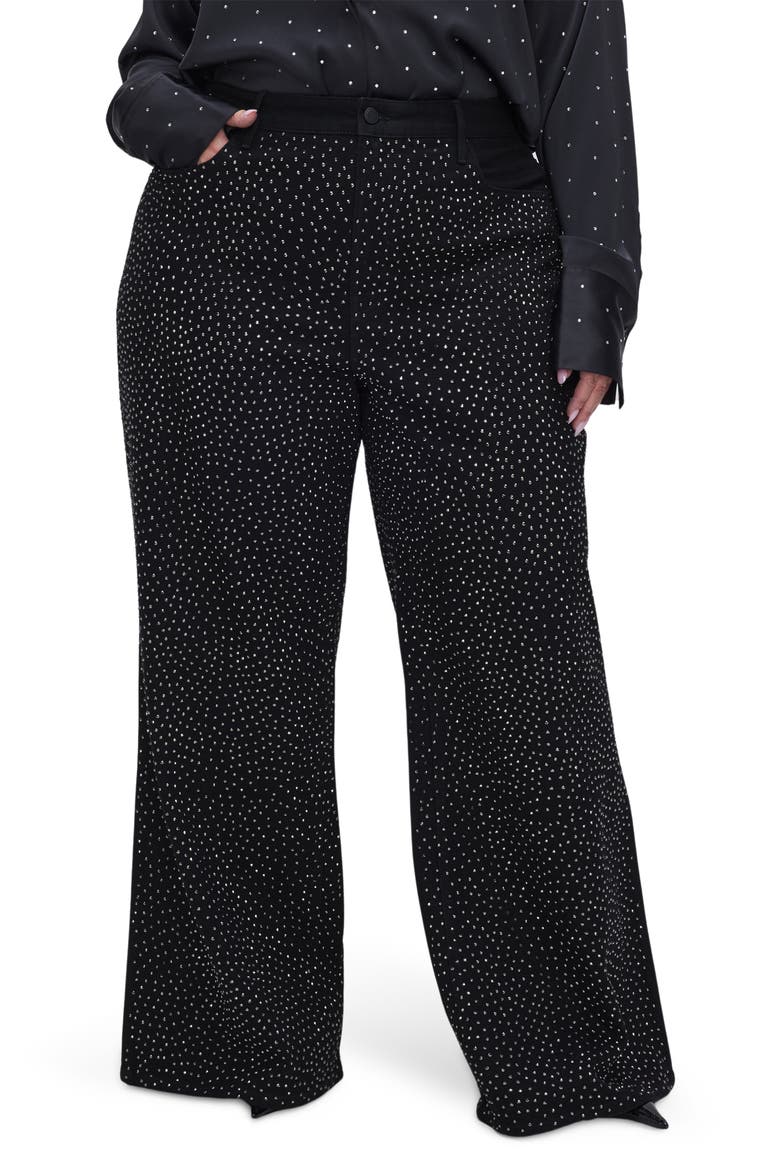 Good Ease Rhinestone Wide Leg Jeans, Alternate, color, BLACK323