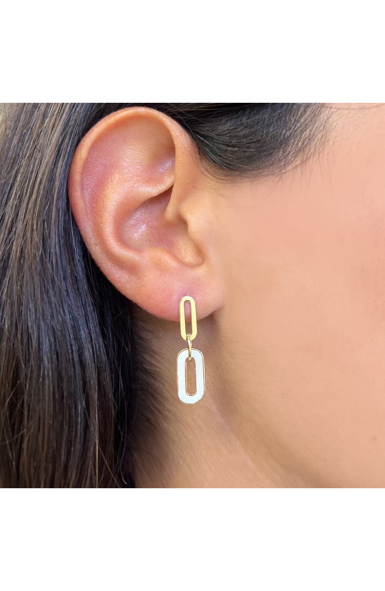 The Lovery Fine Jewelry White Enamel Paperclip Link Earrings, Alternate, color, White Enamel