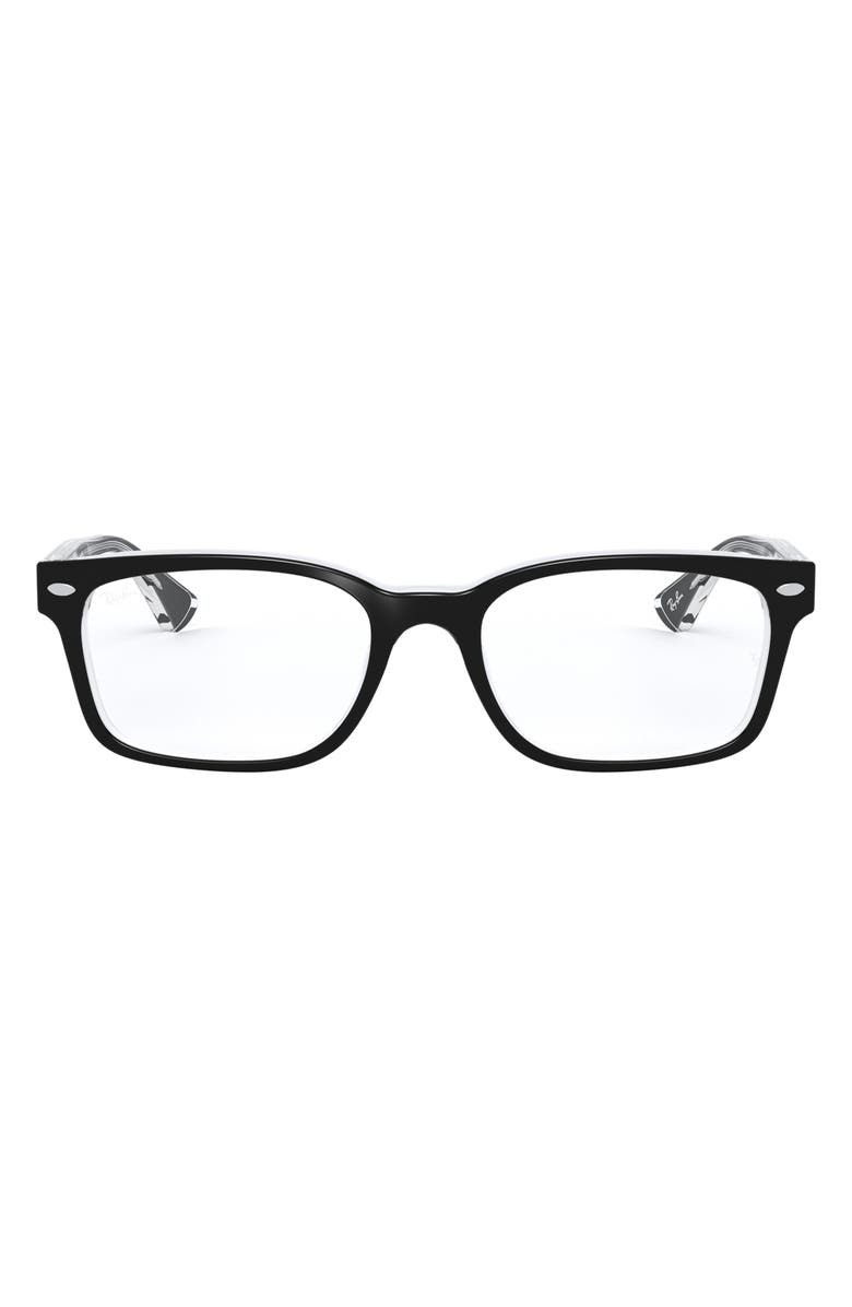 Ray-Ban 51mm Square Optical Glasses, Main, color, Black