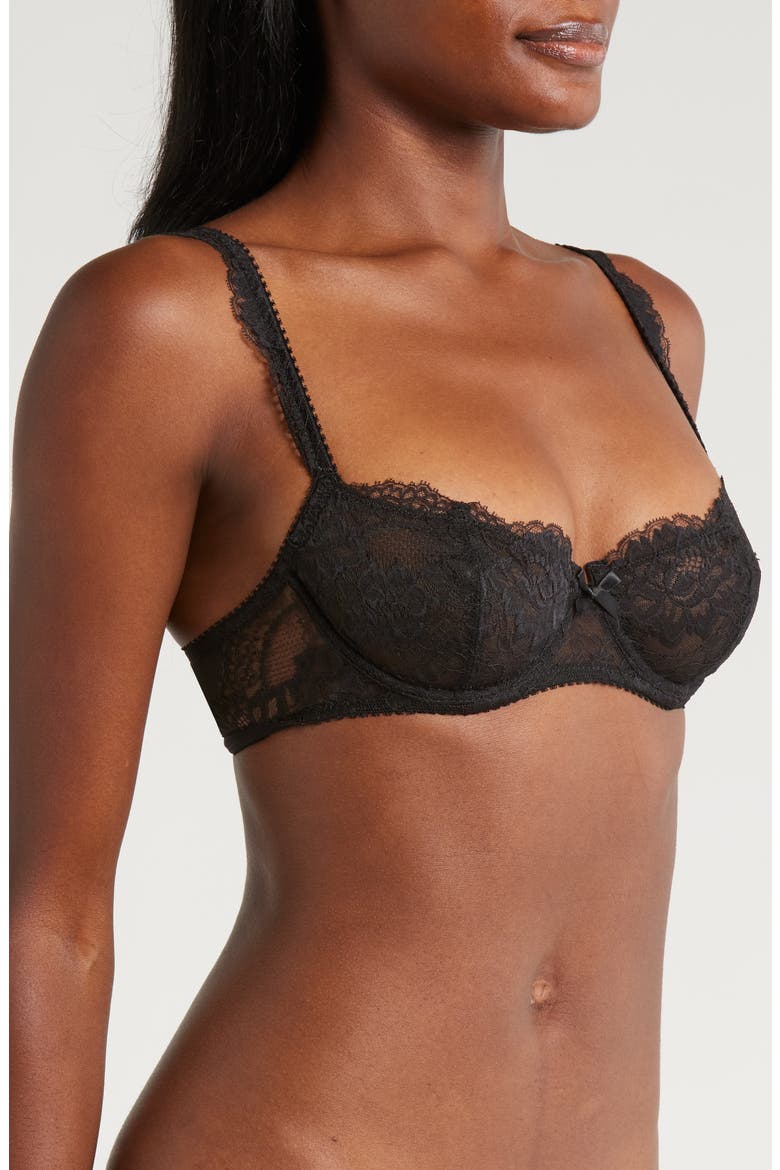 Isabel Lace Underwire Balconette Bra, Alternate, color, NOIR