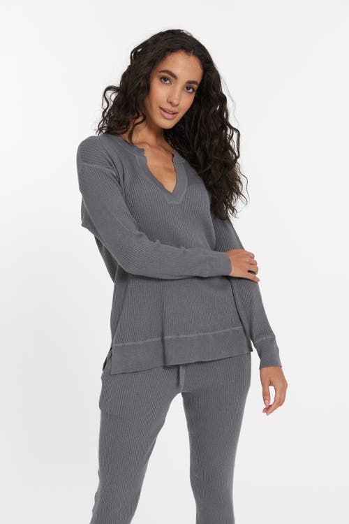 Leimere Cabo Split Neck Top In Gray