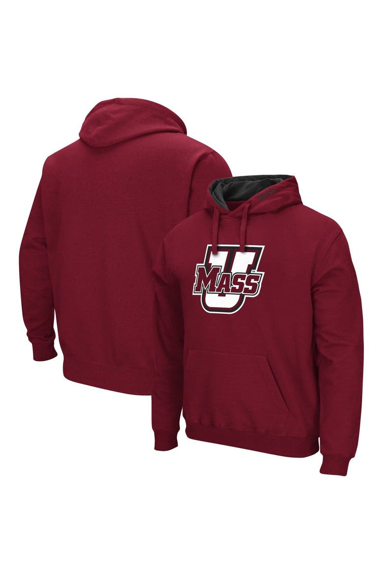 Men's Colosseum Maroon UMass Minutemen Arch and Logo Pullover Hoodie, Main, color, Maroon