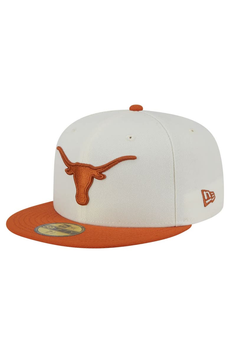 New Era Men's New Era Cream Texas Longhorns Chrome 59FIFTY Fitted Hat, Main, color,