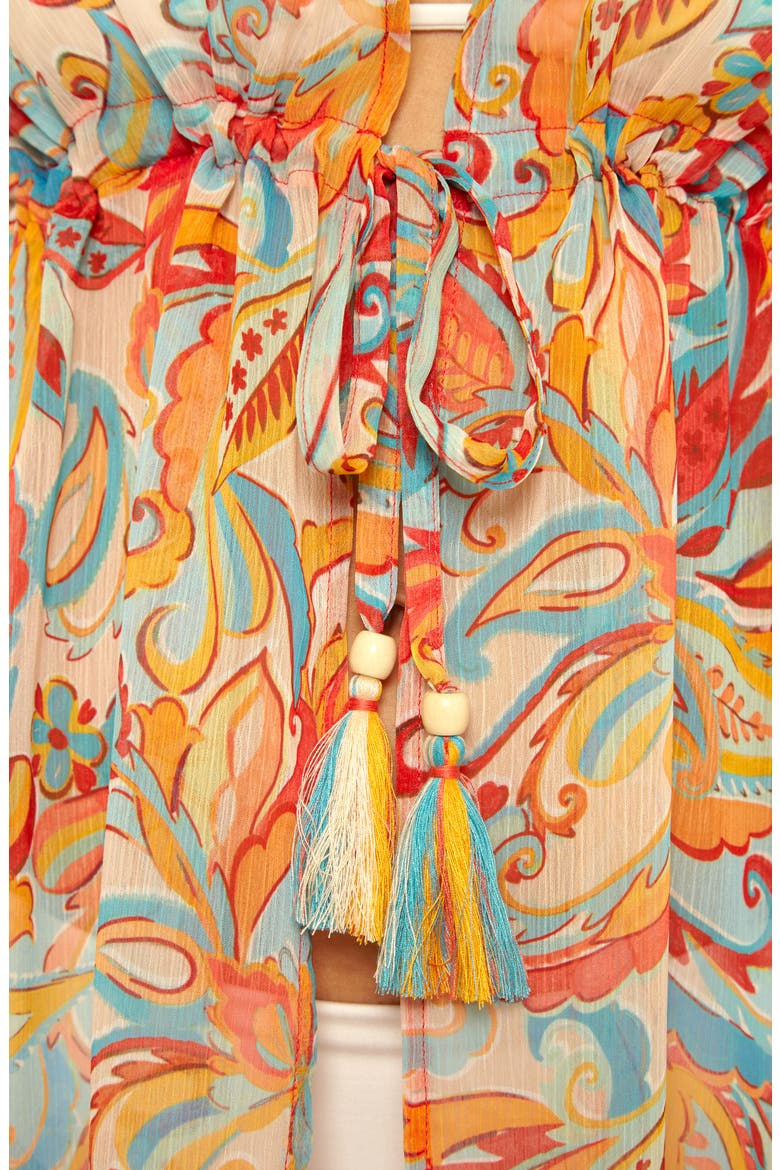 Phuket Semisheer Chiffon Cover-Up Tunic, Alternate, color, ORANGE MULTI